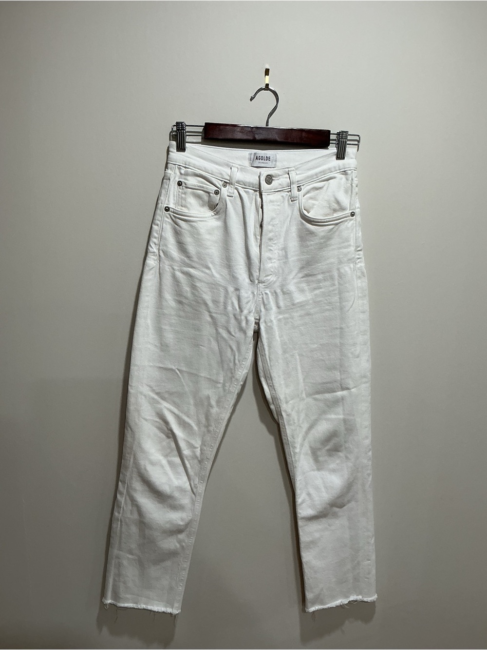 Agolde riley White High-Rise Crop Straight Jeans size 27